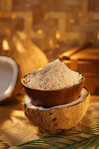 brown dessicated coconut powder